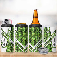 Custom Fishing Hook 4 in 1 Can Cooler Tumbler with Green Jungle Leaf Pattern and White Split Design - Wonder Print Shop