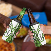 Custom Fishing Hook 4 in 1 Can Cooler Tumbler with Green Jungle Leaf Pattern and White Split Design - Wonder Print Shop