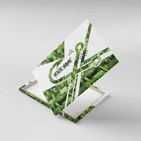Custom Fishing Hook Canvas Wall Art with Green Jungle Leaf Pattern and White Split Design - Wonder Print Shop
