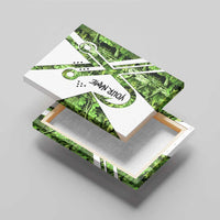 Custom Fishing Hook Canvas Wall Art with Green Jungle Leaf Pattern and White Split Design - Wonder Print Shop