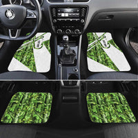 Custom Fishing Hook Car Mats with Green Jungle Leaf Pattern and White Split Design - Wonder Print Shop