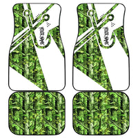 Custom Fishing Hook Car Mats with Green Jungle Leaf Pattern and White Split Design - Wonder Print Shop