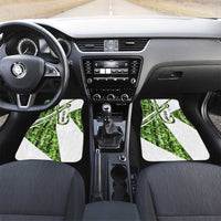 Custom Fishing Hook Car Mats with Green Jungle Leaf Pattern and White Split Design - Wonder Print Shop