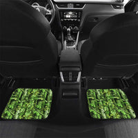 Custom Fishing Hook Car Mats with Green Jungle Leaf Pattern and White Split Design - Wonder Print Shop