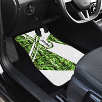 Custom Fishing Hook Car Mats with Green Jungle Leaf Pattern and White Split Design - Wonder Print Shop