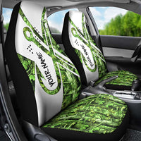 Custom Fishing Hook Car Seat Cover with Green Jungle Leaf Pattern and White Split Design - Wonder Print Shop