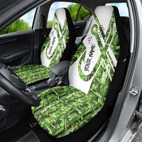 Custom Fishing Hook Car Seat Cover with Green Jungle Leaf Pattern and White Split Design - Wonder Print Shop