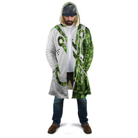 Custom Fishing Hook Cloak with Green Jungle Leaf Pattern and White Split Design - Wonder Print Shop