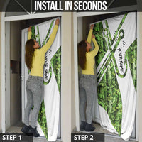 Custom Fishing Hook Door Cover with Green Jungle Leaf Pattern and White Split Design - Wonder Print Shop