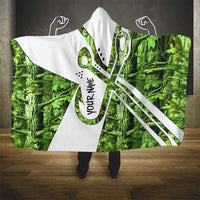 Custom Fishing Hook Hooded Blanket with Green Jungle Leaf Pattern and White Split Design - Wonder Print Shop
