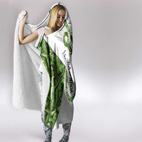 Custom Fishing Hook Hooded Blanket with Green Jungle Leaf Pattern and White Split Design - Wonder Print Shop