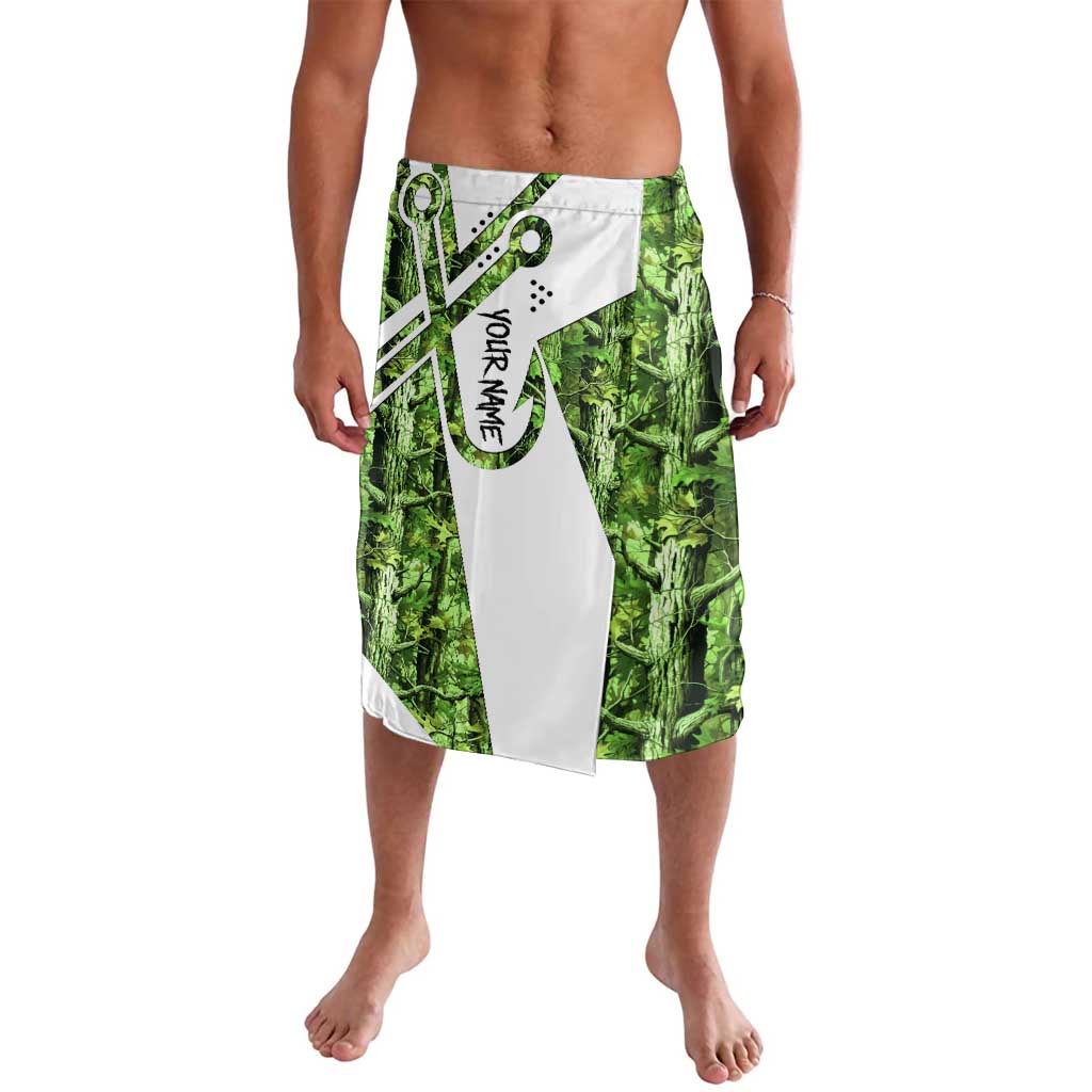 Custom Fishing Hook Lavalava with Green Jungle Leaf Pattern and White Split Design - Wonder Print Shop