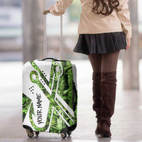 Custom Fishing Hook Luggage Cover with Green Jungle Leaf Pattern and White Split Design - Wonder Print Shop