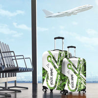 Custom Fishing Hook Luggage Cover with Green Jungle Leaf Pattern and White Split Design - Wonder Print Shop