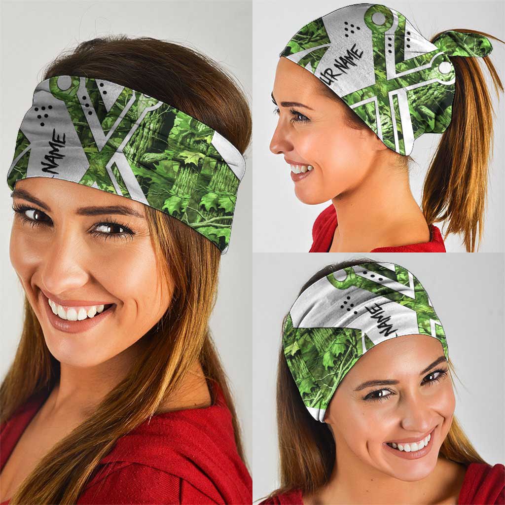 Custom Fishing Hook Neck Gaiter with Green Jungle Leaf Pattern and White Split Design - Wonder Print Shop