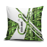 Custom Fishing Hook Pillow Cover with Green Jungle Leaf Pattern and White Split Design - Wonder Print Shop