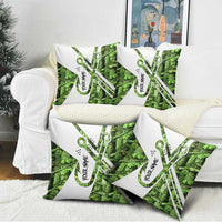 Custom Fishing Hook Pillow Cover with Green Jungle Leaf Pattern and White Split Design - Wonder Print Shop