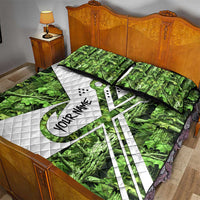 Custom Fishing Hook Quilt Bed Set with Green Jungle Leaf Pattern and White Split Design - Wonder Print Shop