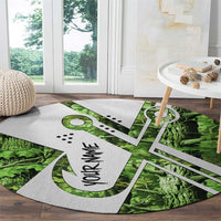 Custom Fishing Hook Round Carpet with Green Jungle Leaf Pattern and White Split Design - Wonder Print Shop