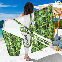 Custom Fishing Hook Sarong with Green Jungle Leaf Pattern and White Split Design - Wonder Print Shop