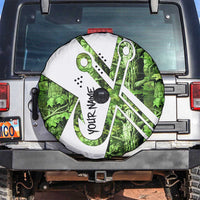 Custom Fishing Hook Spare Tire Cover with Green Jungle Leaf Pattern and White Split Design - Wonder Print Shop