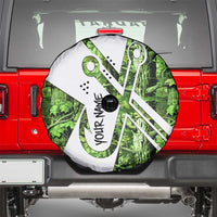 Custom Fishing Hook Spare Tire Cover with Green Jungle Leaf Pattern and White Split Design - Wonder Print Shop