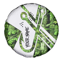 Custom Fishing Hook Spare Tire Cover with Green Jungle Leaf Pattern and White Split Design - Wonder Print Shop