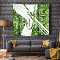 Custom Fishing Hook Tapestry with Green Jungle Leaf Pattern and White Split Design - Wonder Print Shop