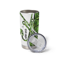 Custom Fishing Hook Tumbler Cup with Green Jungle Leaf Pattern and White Split Design - Wonder Print Shop