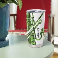 Custom Fishing Hook Tumbler Cup with Green Jungle Leaf Pattern and White Split Design - Wonder Print Shop