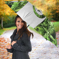 Custom Fishing Hook Umbrella with Green Jungle Leaf Pattern and White Split Design - Wonder Print Shop