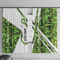 Custom Fishing Hook Window Curtain with Green Jungle Leaf Pattern and White Split Design - Wonder Print Shop