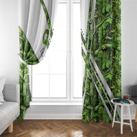 Custom Fishing Hook Window Curtain with Green Jungle Leaf Pattern and White Split Design - Wonder Print Shop