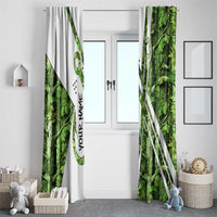 Custom Fishing Hook Window Curtain with Green Jungle Leaf Pattern and White Split Design - Wonder Print Shop