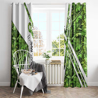 Custom Fishing Hook Window Curtain with Green Jungle Leaf Pattern and White Split Design - Wonder Print Shop