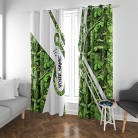 Custom Fishing Hook Window Curtain with Green Jungle Leaf Pattern and White Split Design - Wonder Print Shop