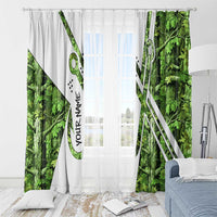 Custom Fishing Hook Window Curtain with Green Jungle Leaf Pattern and White Split Design - Wonder Print Shop