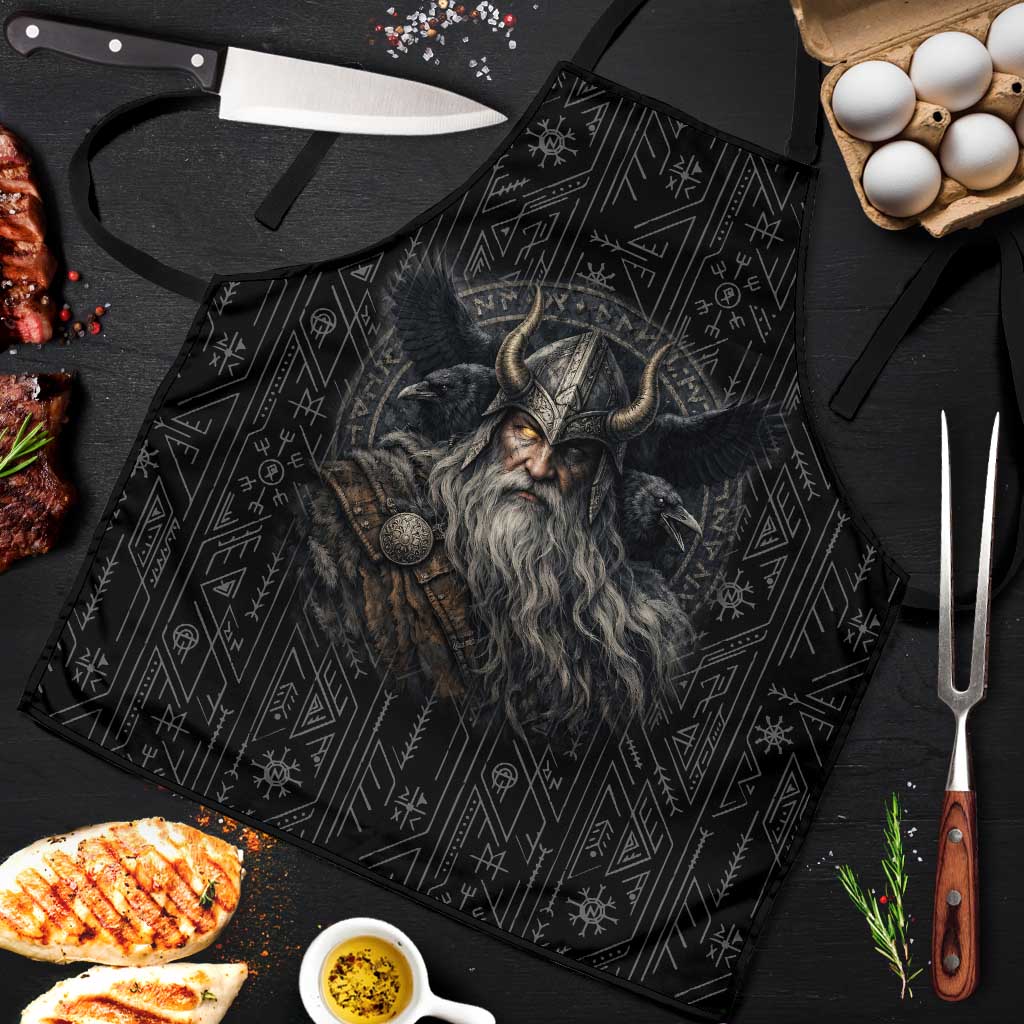 Vikings Odin Apron with Viking Runes and Ravens Norse Mythology - Wonder Print Shop
