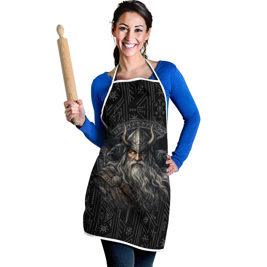 Vikings Odin Apron with Viking Runes and Ravens Norse Mythology - Wonder Print Shop
