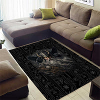 Vikings Odin Area Rug with Viking Runes and Ravens Norse Mythology - Wonder Print Shop