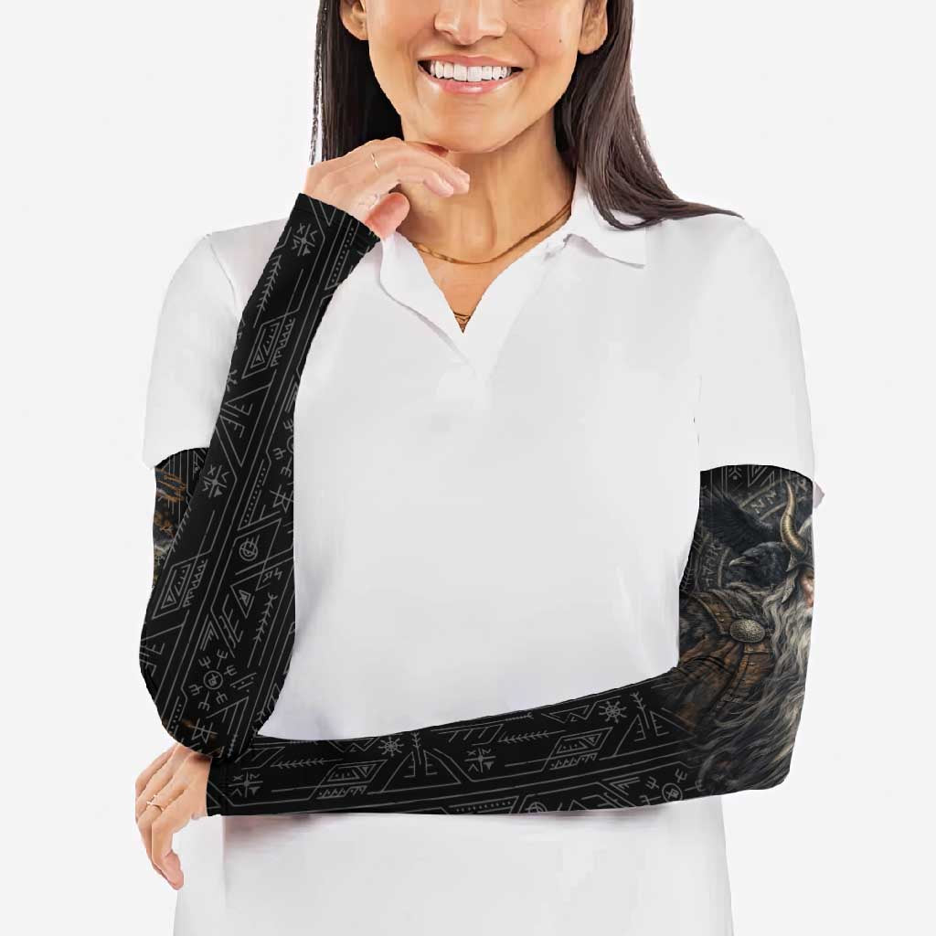 Vikings Odin Arm Sleeves with Viking Runes and Ravens Norse Mythology - Wonder Print Shop
