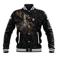Vikings Odin Baseball Jacket with Viking Runes and Ravens Norse Mythology - Wonder Print Shop