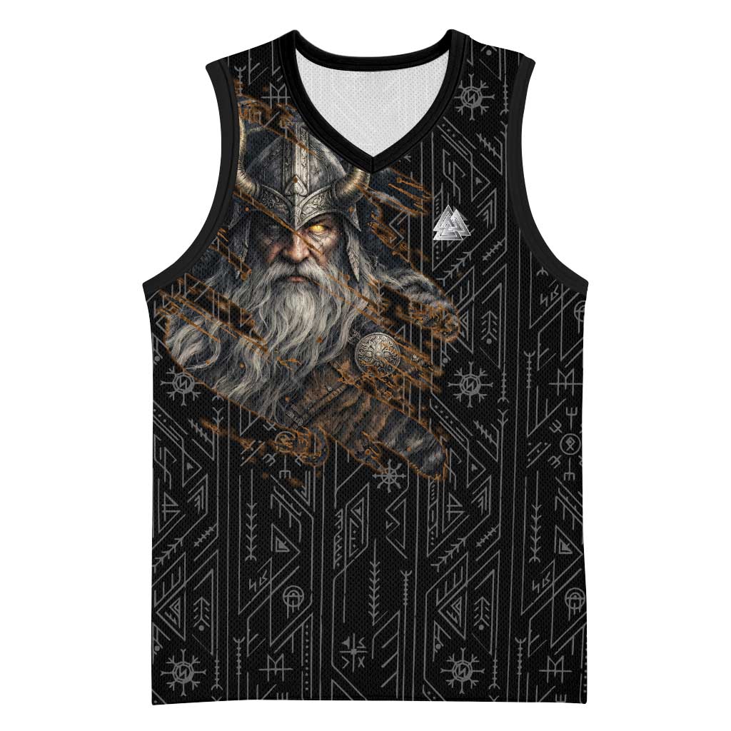 Vikings Odin Basketball Jersey with Viking Runes and Ravens Norse Mythology - Wonder Print Shop