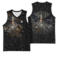 Vikings Odin Basketball Jersey with Viking Runes and Ravens Norse Mythology - Wonder Print Shop