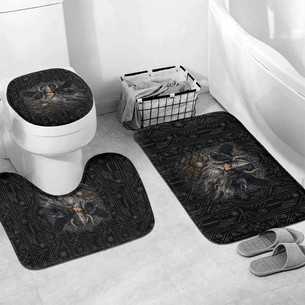 Vikings Odin Bathroom Set with Viking Runes and Ravens Norse Mythology - Wonder Print Shop