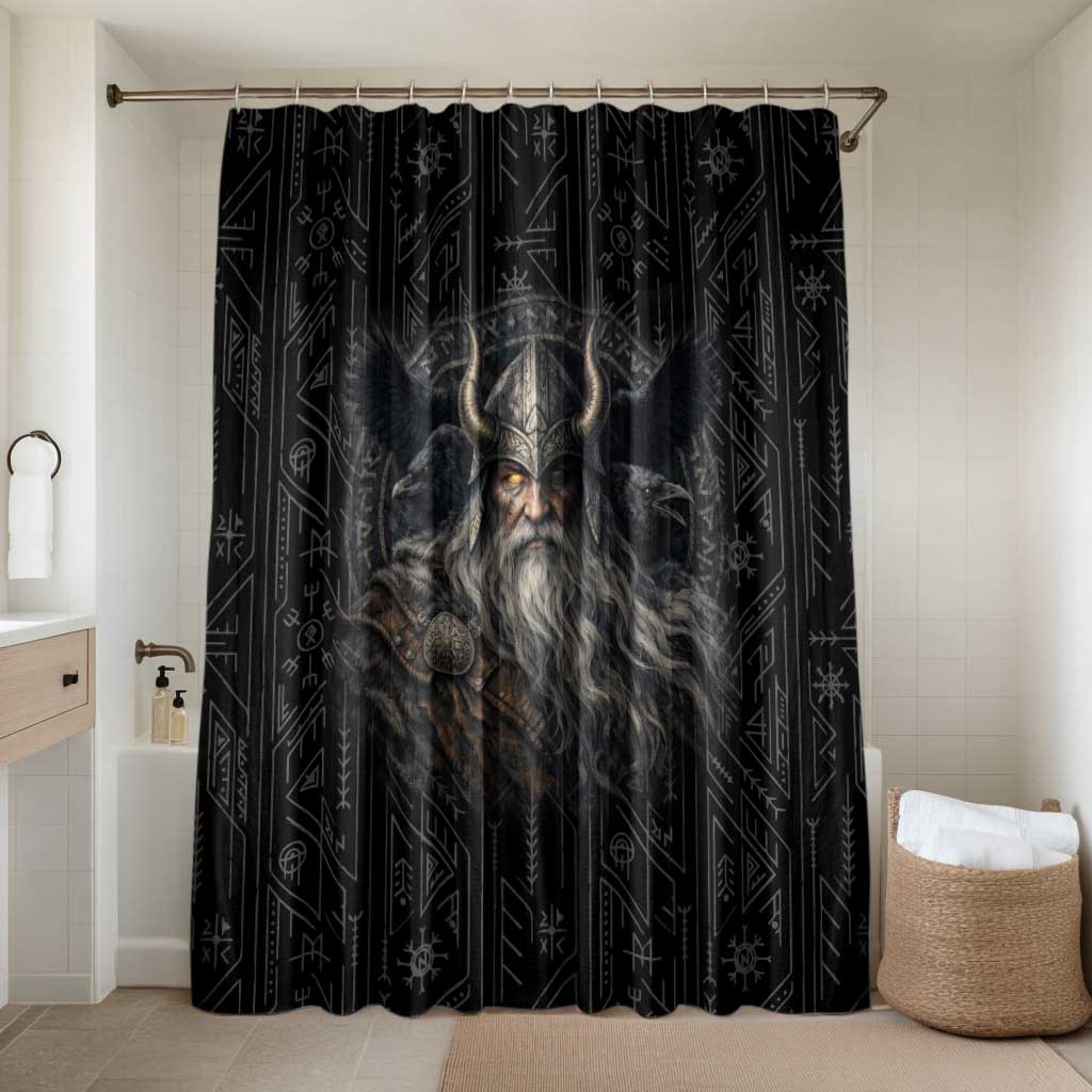 Vikings Odin Bathroom Set with Viking Runes and Ravens Norse Mythology - Wonder Print Shop