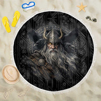 Vikings Odin Beach Blanket with Viking Runes and Ravens Norse Mythology - Wonder Print Shop