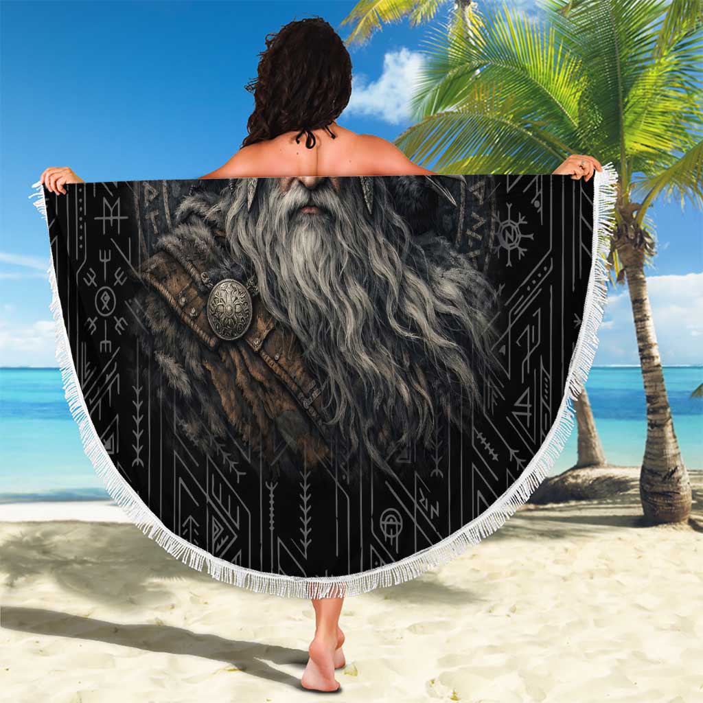 Vikings Odin Beach Blanket with Viking Runes and Ravens Norse Mythology - Wonder Print Shop