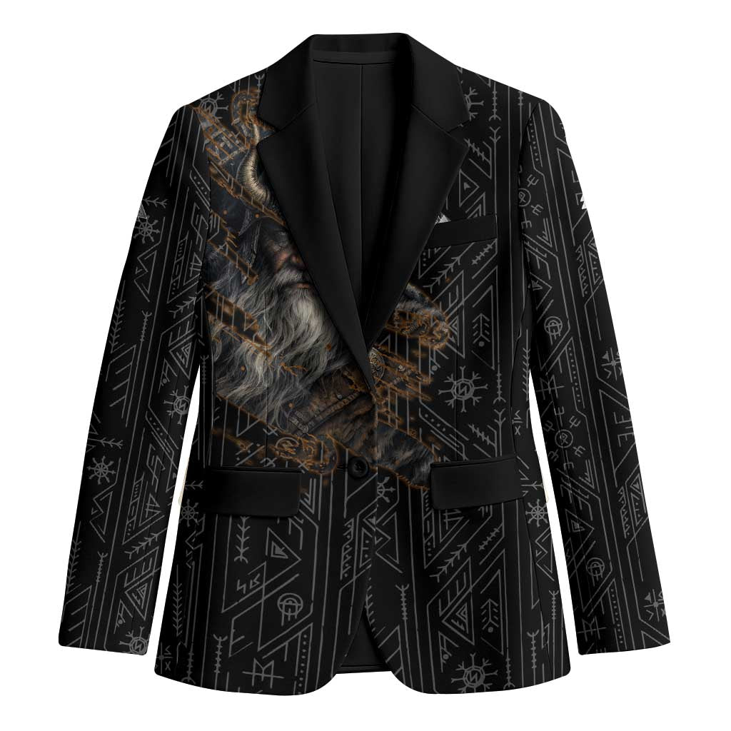 Vikings Odin Blazer with Viking Runes and Ravens Norse Mythology - Wonder Print Shop