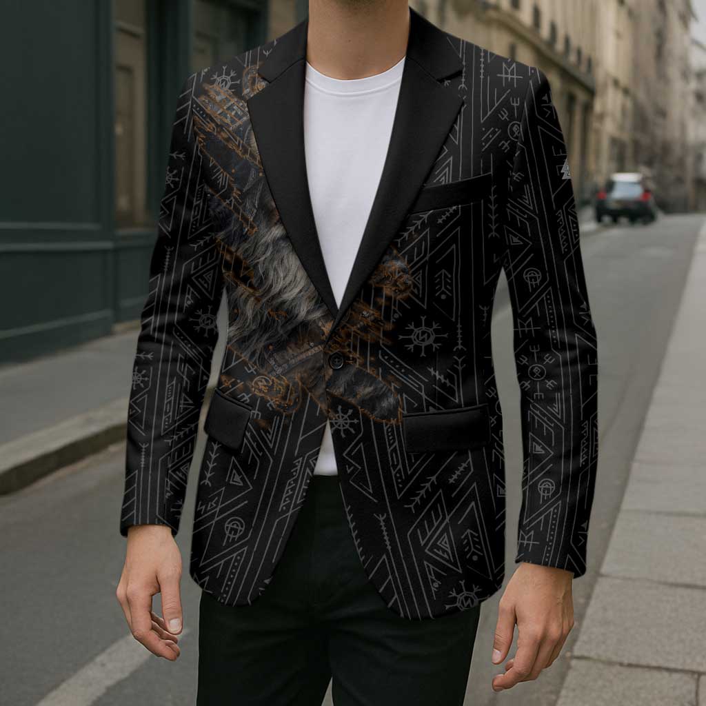 Vikings Odin Blazer with Viking Runes and Ravens Norse Mythology - Wonder Print Shop